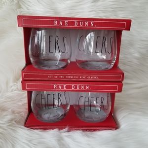 NEW Rae Dunn CHEERS Set of 2 Wine Glasses